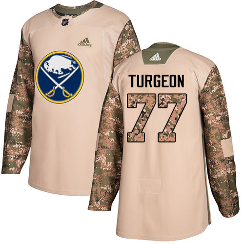 Youth Adidas Buffalo Sabres #77 Pierre Turgeon Authentic Camo Veterans Day Practice NHL Jersey