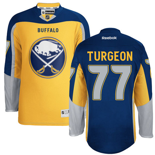 Youth Reebok Buffalo Sabres #77 Pierre Turgeon Authentic Gold Third NHL Jersey