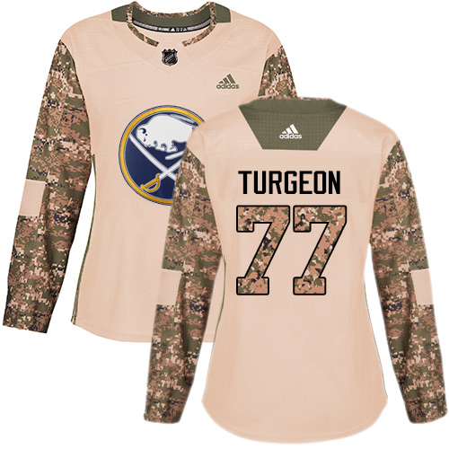 Women's Adidas Buffalo Sabres #77 Pierre Turgeon Authentic Camo Veterans Day Practice NHL Jersey
