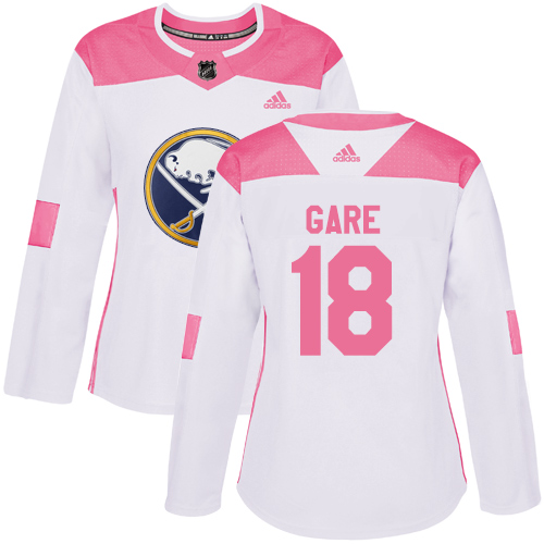 Women's Adidas Buffalo Sabres #18 Danny Gare Authentic White/Pink Fashion NHL Jersey