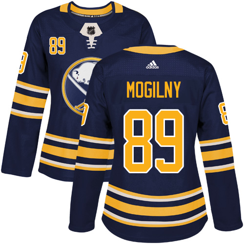 Women's Adidas Buffalo Sabres #89 Alexander Mogilny Authentic Navy Blue Home NHL Jersey