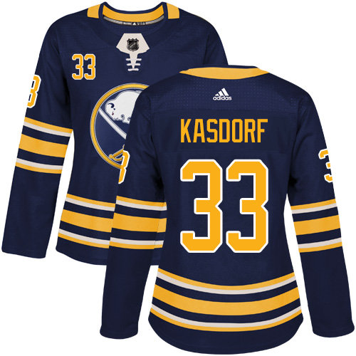 Women's Adidas Buffalo Sabres #33 Jason Kasdorf Authentic Navy Blue Home NHL Jersey