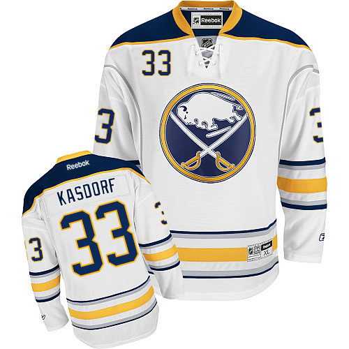 Women's Reebok Buffalo Sabres #33 Jason Kasdorf Authentic White Away NHL Jersey