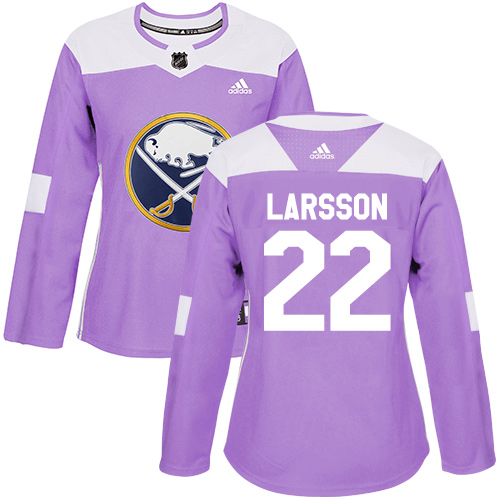 Women's Adidas Buffalo Sabres #22 Johan Larsson Authentic Purple Fights Cancer Practice NHL Jersey