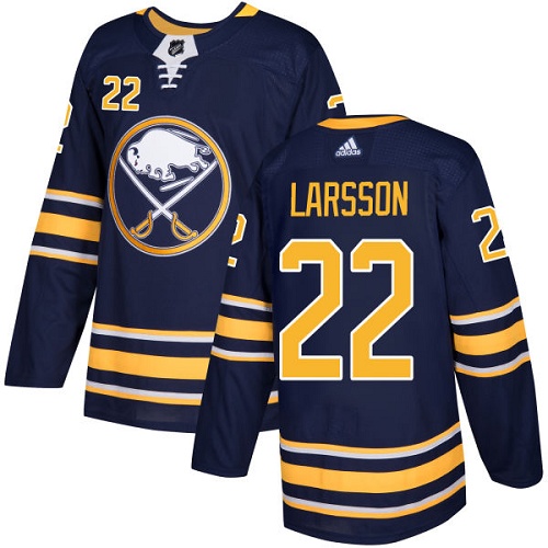 Men's Adidas Buffalo Sabres #22 Johan Larsson Authentic Navy Blue Home NHL Jersey