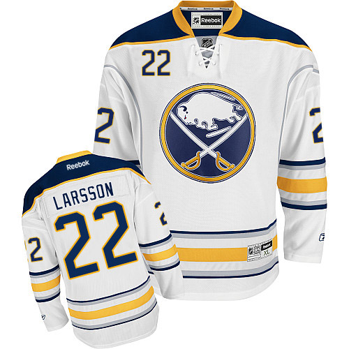 Youth Reebok Buffalo Sabres #22 Johan Larsson Authentic White Away NHL Jersey