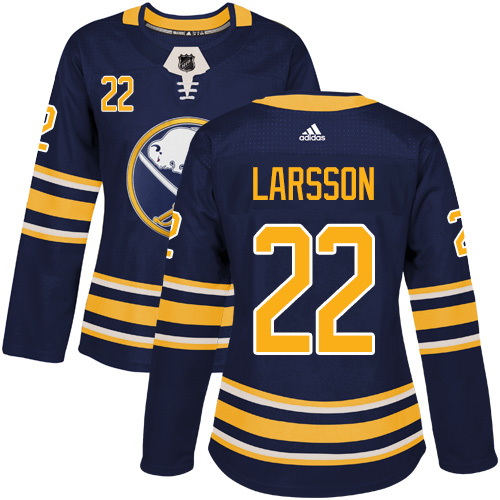 Women's Adidas Buffalo Sabres #22 Johan Larsson Authentic Navy Blue Home NHL Jersey