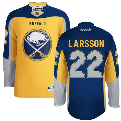 Women's Reebok Buffalo Sabres #22 Johan Larsson Authentic Gold Third NHL Jersey