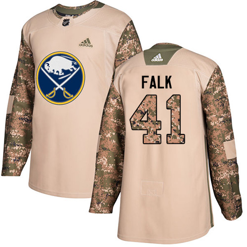 Men's Adidas Buffalo Sabres #41 Justin Falk Authentic Camo Veterans Day Practice NHL Jersey