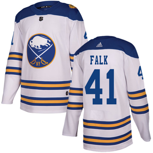 Men's Adidas Buffalo Sabres #41 Justin Falk Authentic White 2018 Winter Classic NHL Jersey