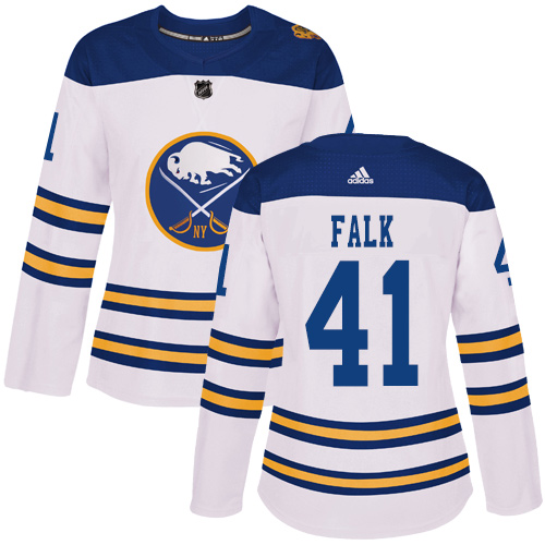 Women's Adidas Buffalo Sabres #41 Justin Falk Authentic White 2018 Winter Classic NHL Jersey