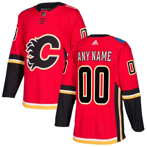 Men's Adidas Calgary Flames Customized Authentic Red Home NHL Jersey