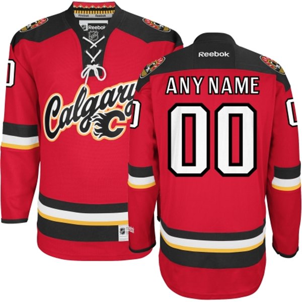 Men's Calgary Flames Customized Authentic Red Home Fanatics Branded Breakaway NHL Jersey