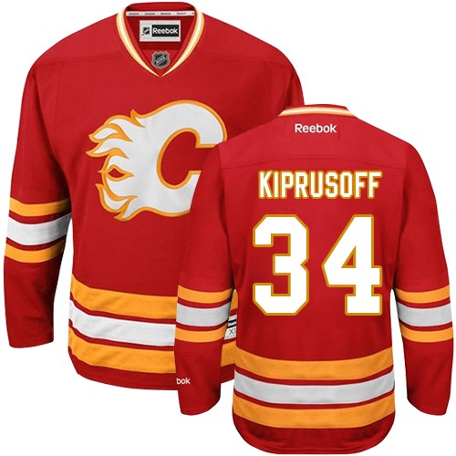 Men's Reebok Calgary Flames #34 Miikka Kiprusoff Premier Red Third NHL Jersey