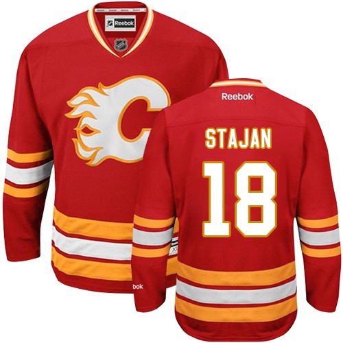 Men's Reebok Calgary Flames #18 Matt Stajan Authentic Red Third NHL Jersey