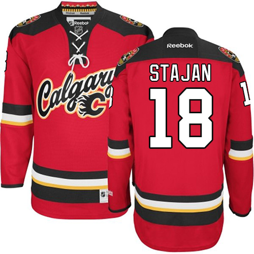 Men's Calgary Flames #18 Matt Stajan Authentic White Away Fanatics Branded Breakaway NHL Jersey