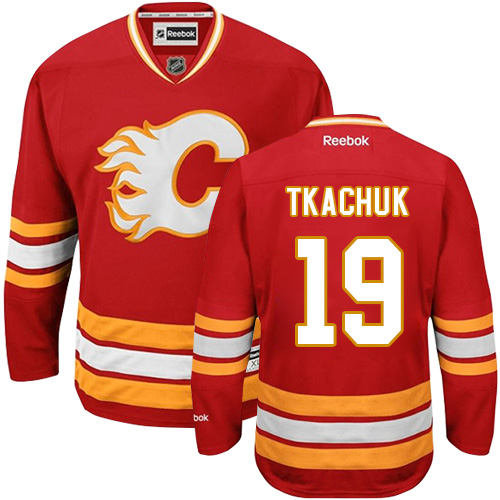 Men's Reebok Calgary Flames #19 Matthew Tkachuk Premier Red Third NHL Jersey