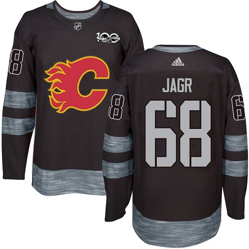 Men's Adidas Calgary Flames #68 Jaromir Jagr Premier Black 1917-2017 100th Anniversary NHL Jersey