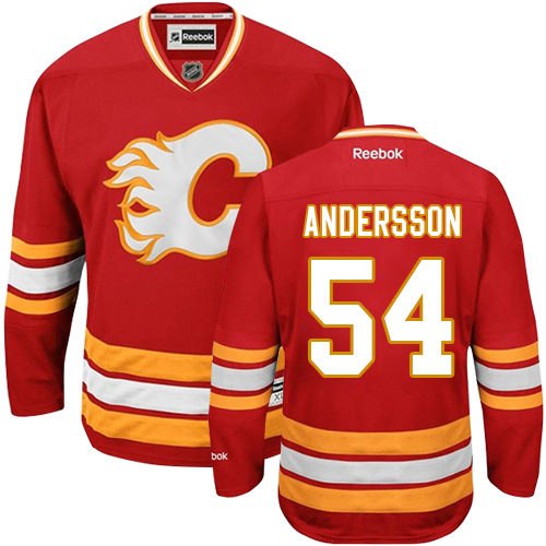 Men's Reebok Calgary Flames #54 Rasmus Andersson Authentic Red Third NHL Jersey