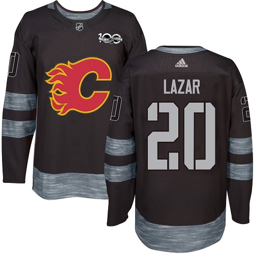 Men's Adidas Calgary Flames #20 Curtis Lazar Premier Black 1917-2017 100th Anniversary NHL Jersey