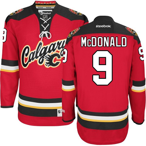 Men's Calgary Flames #9 Lanny McDonald Authentic Red Home Fanatics Branded Breakaway NHL Jersey