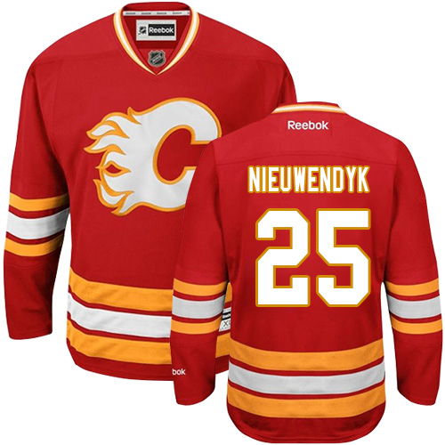 Men's Reebok Calgary Flames #25 Joe Nieuwendyk Premier Red Third NHL Jersey