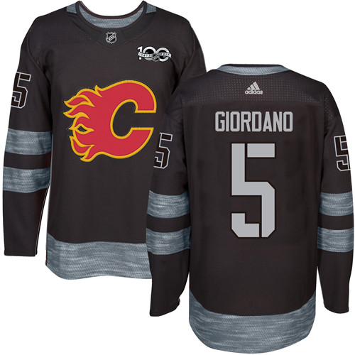 Men's Adidas Calgary Flames #5 Mark Giordano Premier Black 1917-2017 100th Anniversary NHL Jersey