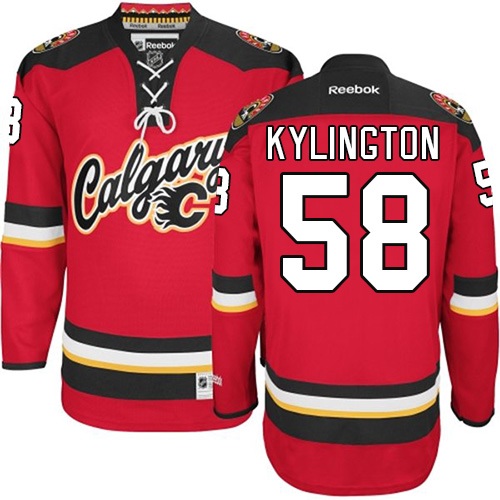 Men's Calgary Flames #58 Oliver Kylington Authentic Red Home Fanatics Branded Breakaway NHL Jersey