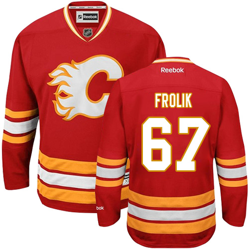 Men's Reebok Calgary Flames #67 Michael Frolik Premier Red Third NHL Jersey