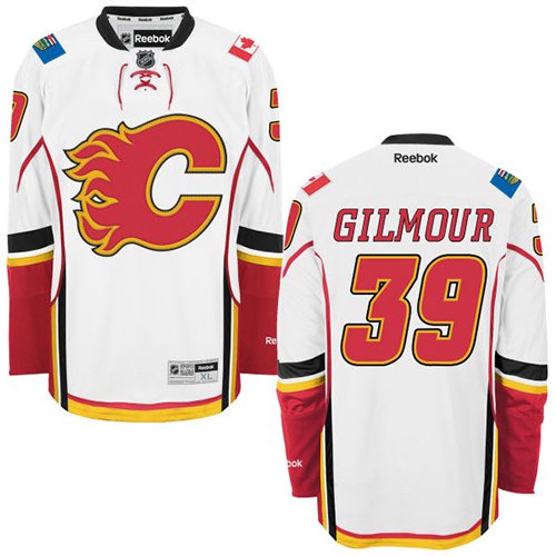 Men's Reebok Calgary Flames #39 Doug Gilmour Authentic White Away NHL Jersey