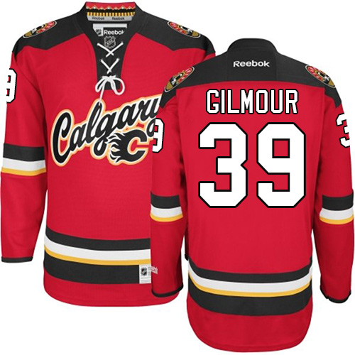 Men's Calgary Flames #39 Doug Gilmour Authentic Red Home Fanatics Branded Breakaway NHL Jersey