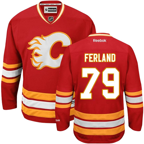 Men's Reebok Calgary Flames #79 Michael Ferland Authentic Red Third NHL Jersey