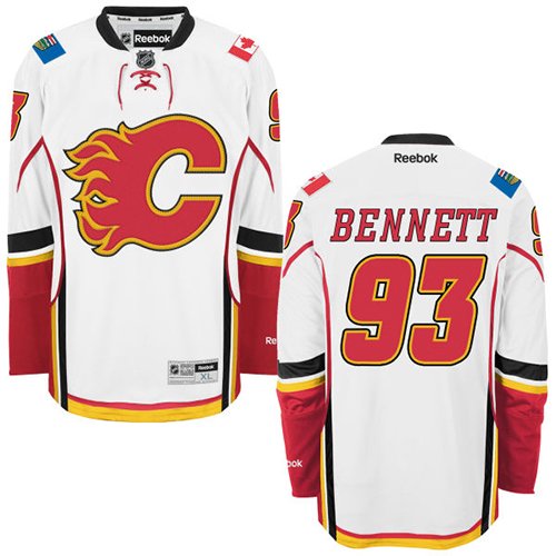 Men's Reebok Calgary Flames #93 Sam Bennett Authentic White Away NHL Jersey