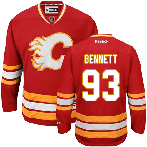 Men's Reebok Calgary Flames #93 Sam Bennett Authentic Red Third NHL Jersey