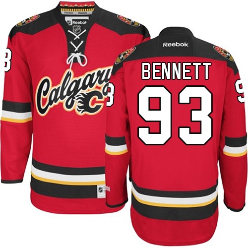 Men's Calgary Flames #93 Sam Bennett Authentic Red Home Fanatics Branded Breakaway NHL Jersey
