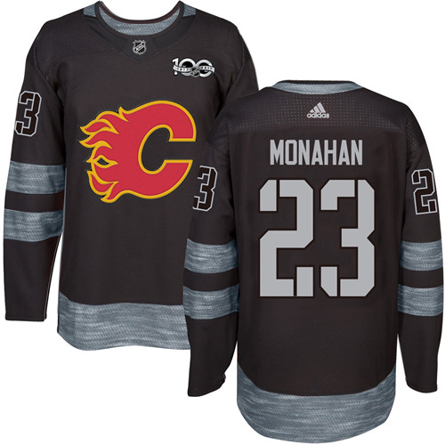 Men's Adidas Calgary Flames #23 Sean Monahan Premier Black 1917-2017 100th Anniversary NHL Jersey
