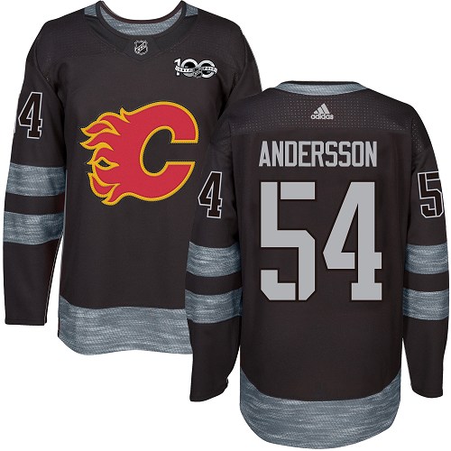 Men's Adidas Calgary Flames #54 Rasmus Andersson Authentic Black 1917-2017 100th Anniversary NHL Jersey