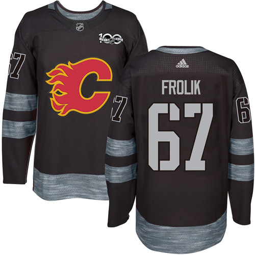 Men's Adidas Calgary Flames #67 Michael Frolik Authentic Black 1917-2017 100th Anniversary NHL Jersey