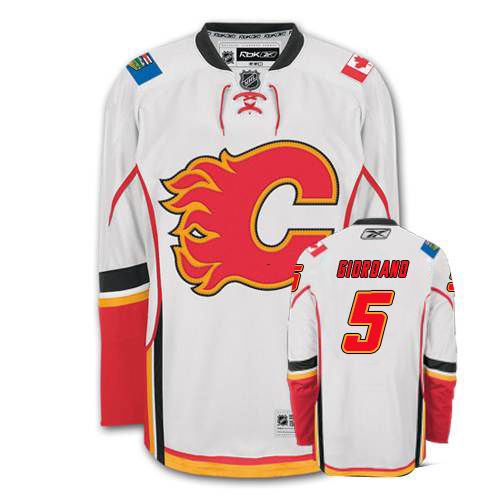 Women's Reebok Calgary Flames #5 Mark Giordano Authentic White Away NHL Jersey