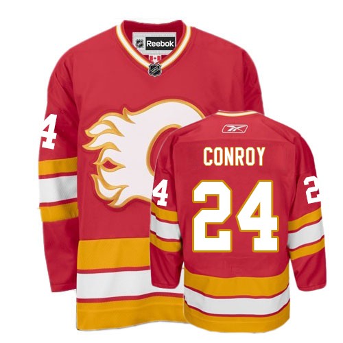 Women's Reebok Calgary Flames #24 Craig Conroy Premier Red Third NHL Jersey