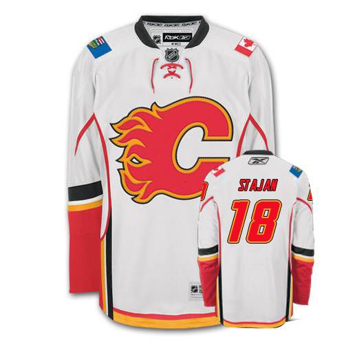 Youth Reebok Calgary Flames #18 Matt Stajan Authentic White Away NHL Jersey