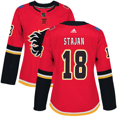 Women's Adidas Calgary Flames #18 Matt Stajan Authentic Red Home NHL Jersey