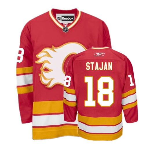 Women's Reebok Calgary Flames #18 Matt Stajan Authentic Red Third NHL Jersey