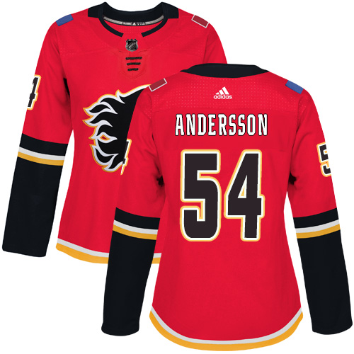 Women's Adidas Calgary Flames #54 Rasmus Andersson Authentic Red Home NHL Jersey