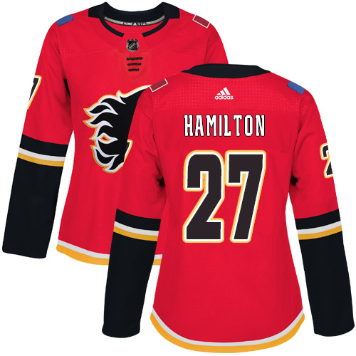 Women's Adidas Calgary Flames #27 Dougie Hamilton Authentic Red Home NHL Jersey