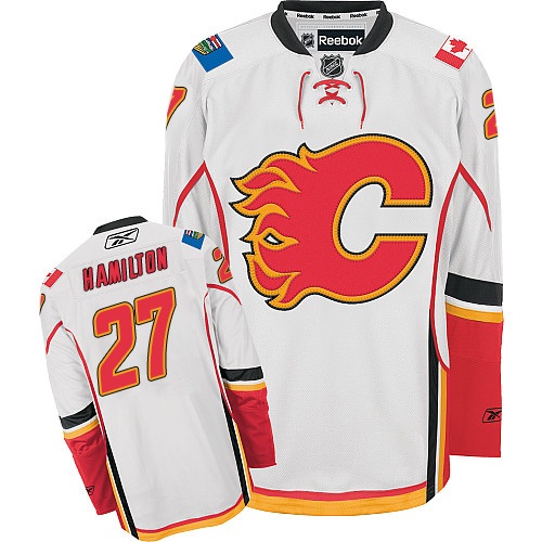 Women's Reebok Calgary Flames #27 Dougie Hamilton Authentic White Away NHL Jersey