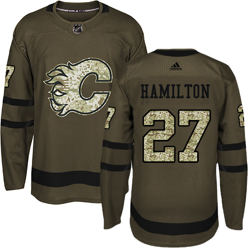 Youth Adidas Calgary Flames #27 Dougie Hamilton Authentic Green Salute to Service NHL Jersey