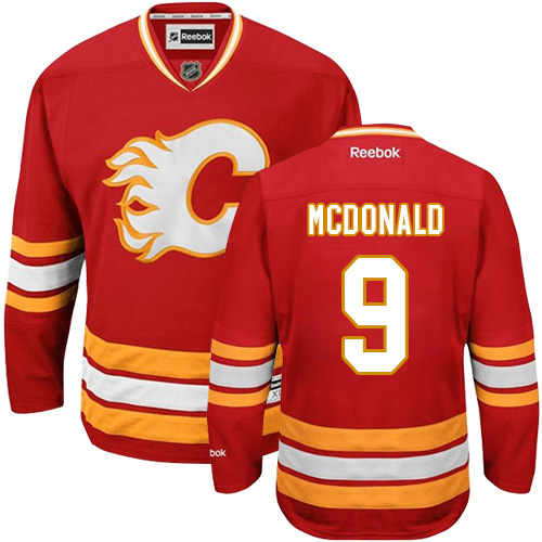 Women's Reebok Calgary Flames #9 Lanny McDonald Premier Red Third NHL Jersey