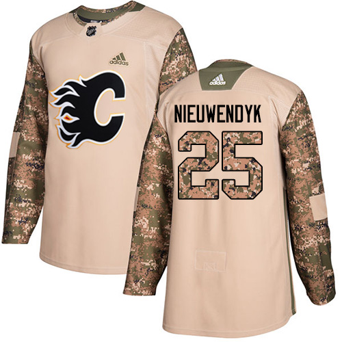Youth Adidas Calgary Flames #25 Joe Nieuwendyk Authentic Camo Veterans Day Practice NHL Jersey