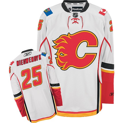 Women's Reebok Calgary Flames #25 Joe Nieuwendyk Authentic White Away NHL Jersey
